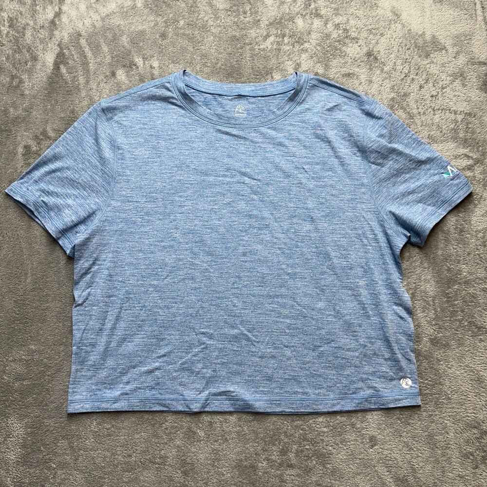 Rhoback Women's Drift Crop Performance Shirt Sz Medium Blue Short Sleeve